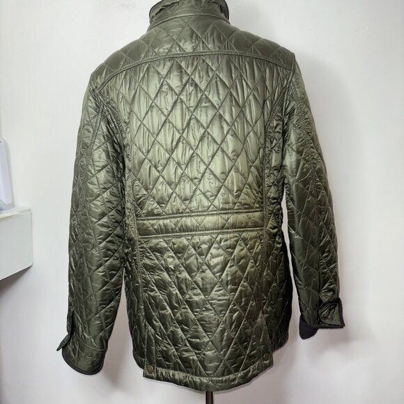 LL Bean Quilted Olive Green Riding Chore Barn Jacket Thinsulate Fleece Lined XL - Picture 4 of 16